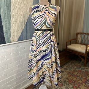 Anthropologie Textured Swissdot Mixed Color Animal Print Dress